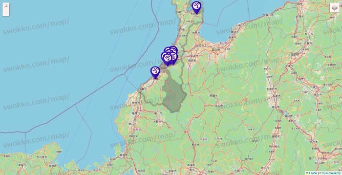 石川県のエニタイムフィットネスの店舗地図