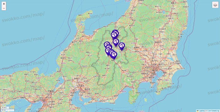 長野県のエニタイムフィットネスの店舗地図