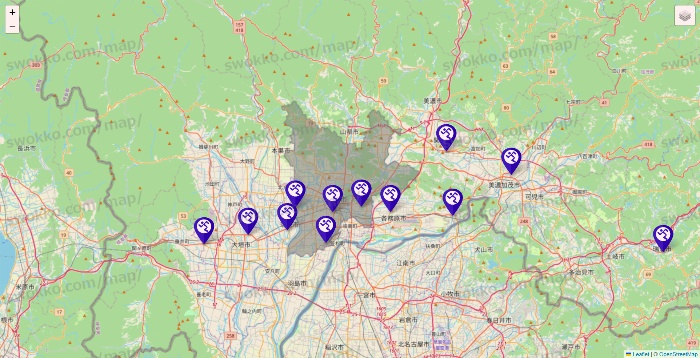 岐阜県のエニタイムフィットネスの店舗地図