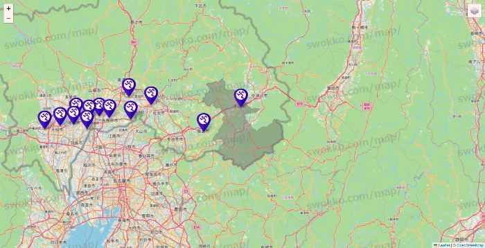 岐阜県のエニタイムフィットネスの店舗地図