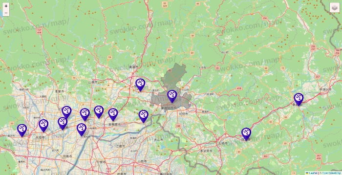 岐阜県のエニタイムフィットネスの店舗地図