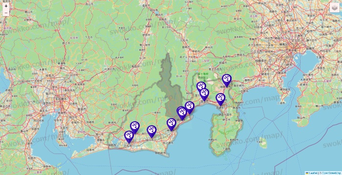 静岡県のエニタイムフィットネスの店舗地図