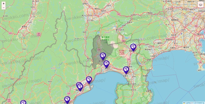 静岡県のエニタイムフィットネスの店舗地図