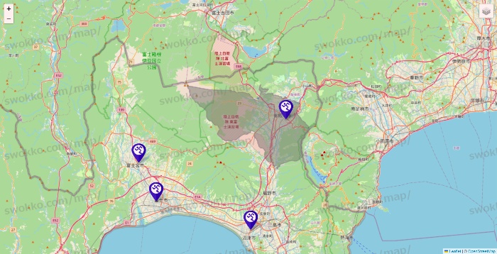 静岡県のエニタイムフィットネスの店舗地図