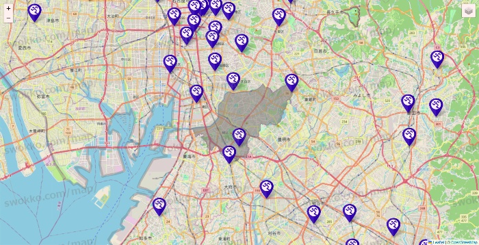 愛知県のエニタイムフィットネスの店舗地図