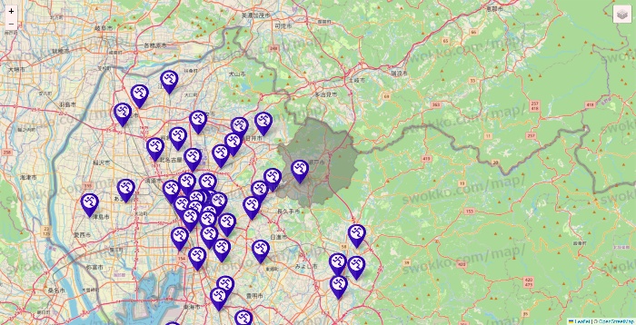 愛知県のエニタイムフィットネスの店舗地図