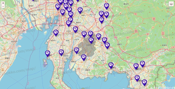 愛知県のエニタイムフィットネスの店舗地図