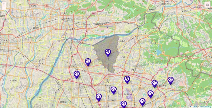 愛知県のエニタイムフィットネスの店舗地図