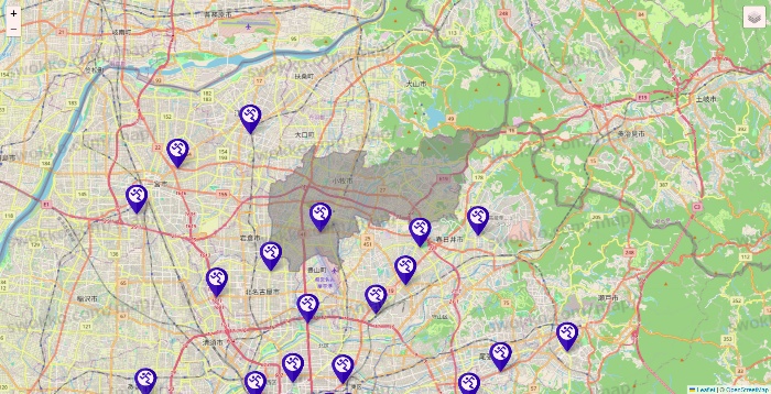 愛知県のエニタイムフィットネスの店舗地図