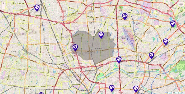 愛知県のエニタイムフィットネスの店舗地図