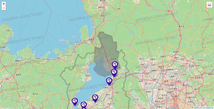滋賀県のエニタイムフィットネスの店舗地図