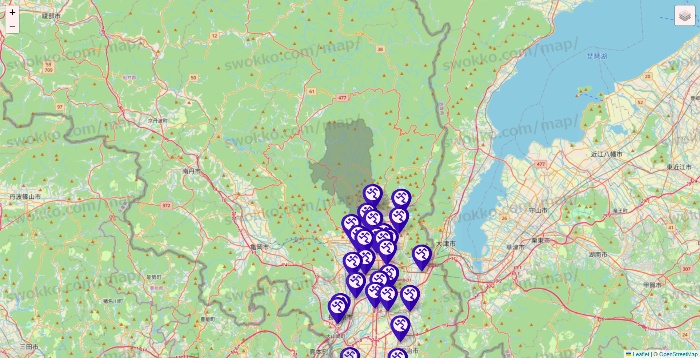 京都府のエニタイムフィットネスの店舗地図
