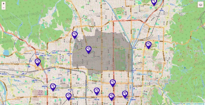 京都府のエニタイムフィットネスの店舗地図