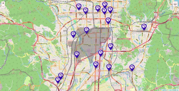 京都府のエニタイムフィットネスの店舗地図