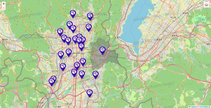 京都府のエニタイムフィットネスの店舗地図