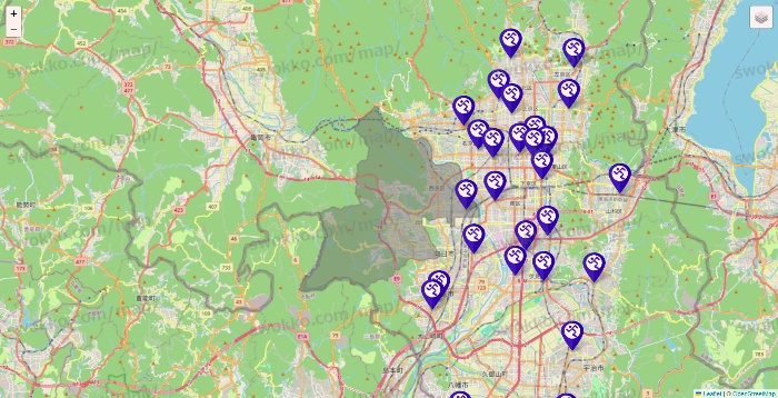 京都府のエニタイムフィットネスの店舗地図