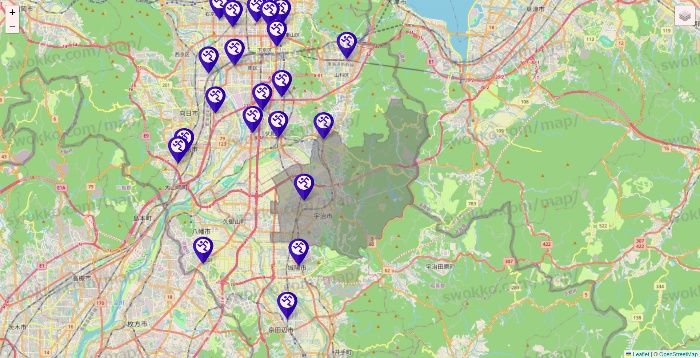 京都府のエニタイムフィットネスの店舗地図