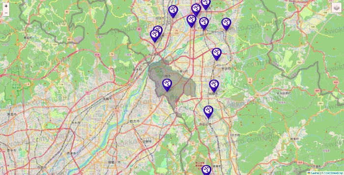 京都府のエニタイムフィットネスの店舗地図