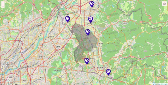 京都府のエニタイムフィットネスの店舗地図