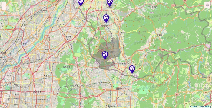京都府のエニタイムフィットネスの店舗地図