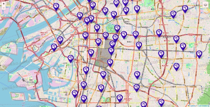 大阪府のエニタイムフィットネスの店舗地図