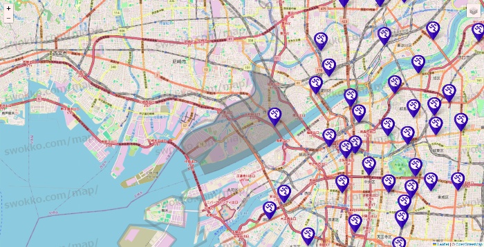 大阪府のエニタイムフィットネスの店舗地図