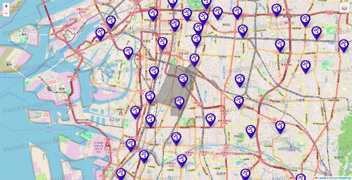 大阪府のエニタイムフィットネスの店舗地図