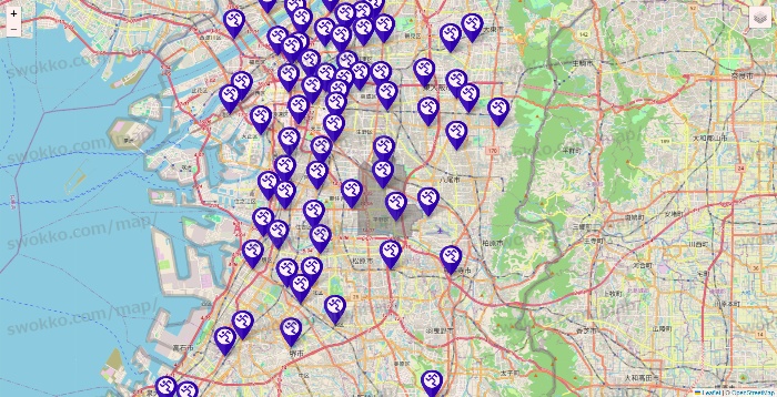 大阪府のエニタイムフィットネスの店舗地図