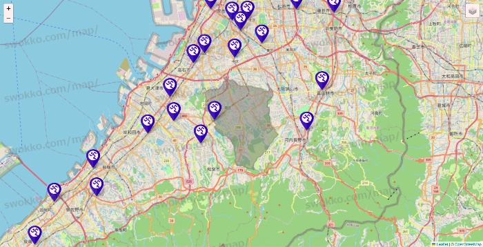 大阪府のエニタイムフィットネスの店舗地図