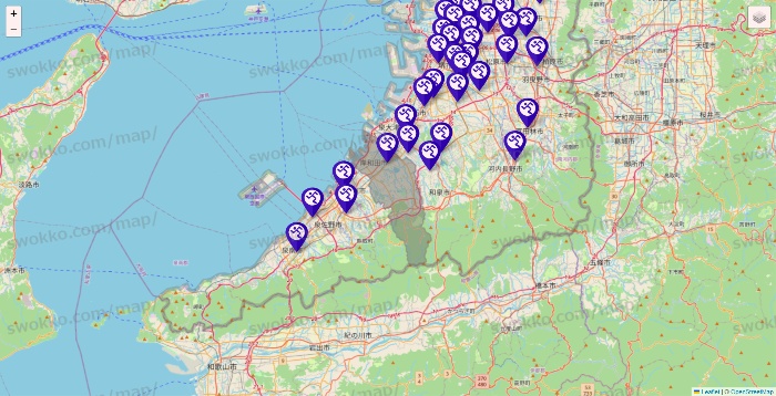 大阪府のエニタイムフィットネスの店舗地図