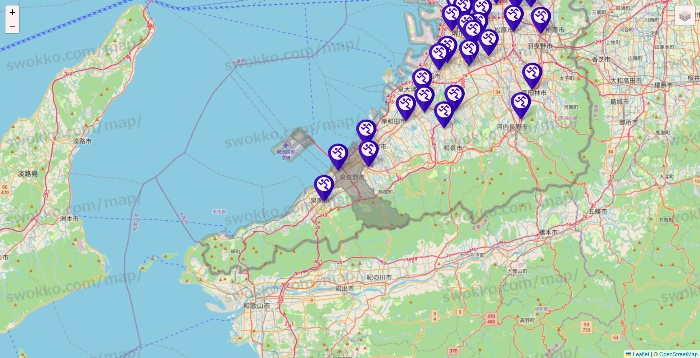 大阪府のエニタイムフィットネスの店舗地図