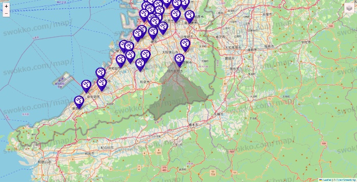 大阪府のエニタイムフィットネスの店舗地図