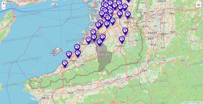 大阪府のエニタイムフィットネスの店舗地図