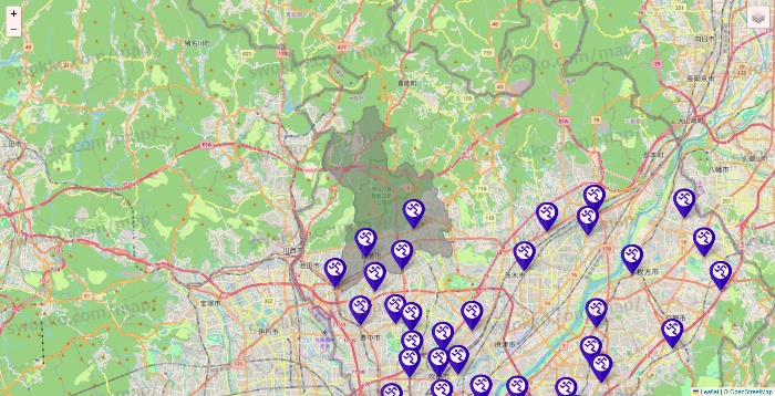 大阪府のエニタイムフィットネスの店舗地図