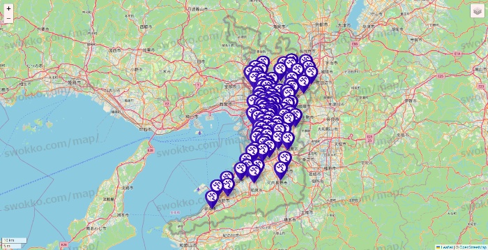 大阪府のエニタイムフィットネスの店舗地図