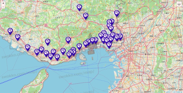 兵庫県のエニタイムフィットネスの店舗地図