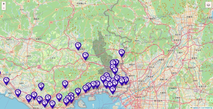 兵庫県のエニタイムフィットネスの店舗地図