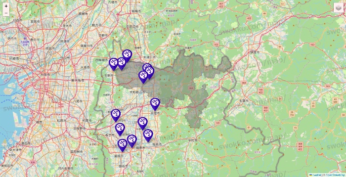 奈良県のエニタイムフィットネスの店舗地図