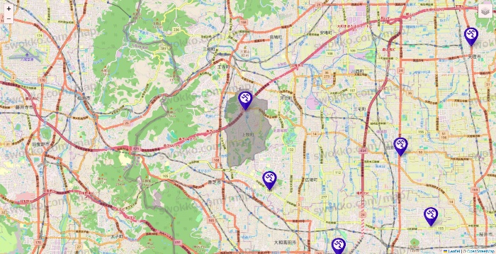 奈良県のエニタイムフィットネスの店舗地図