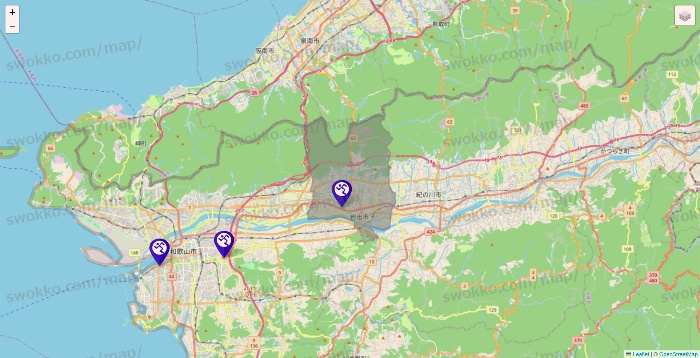 和歌山県のエニタイムフィットネスの店舗地図