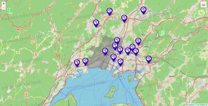 広島県のエニタイムフィットネスの店舗地図