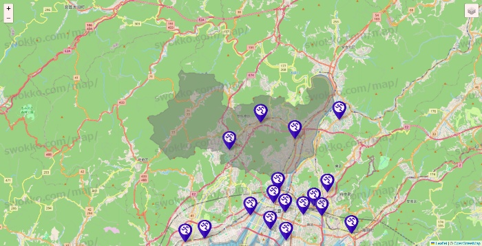 広島県のエニタイムフィットネスの店舗地図