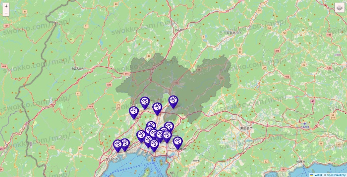 広島県のエニタイムフィットネスの店舗地図