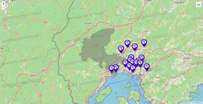 広島県のエニタイムフィットネスの店舗地図