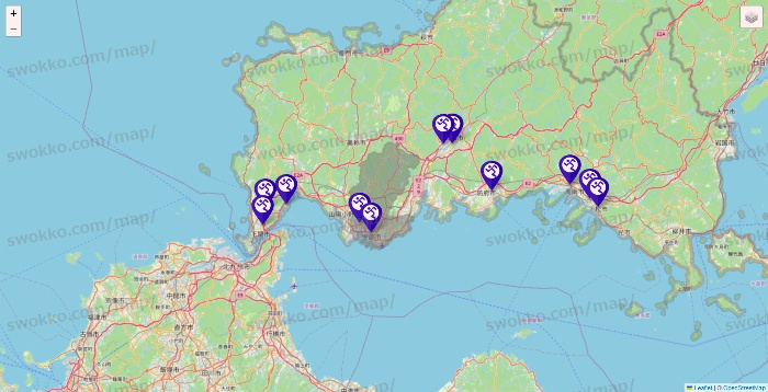 山口県のエニタイムフィットネスの店舗地図