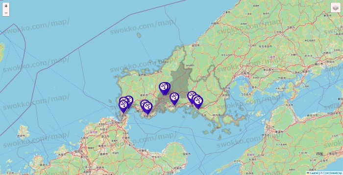 山口県のエニタイムフィットネスの店舗地図