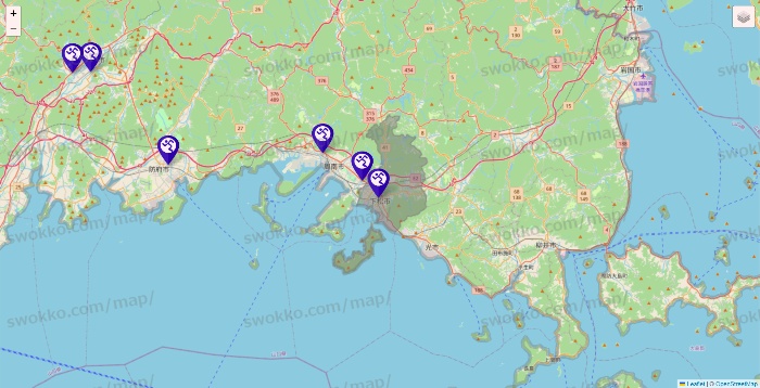 山口県のエニタイムフィットネスの店舗地図