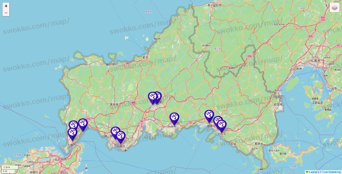 山口県のエニタイムフィットネスの店舗地図