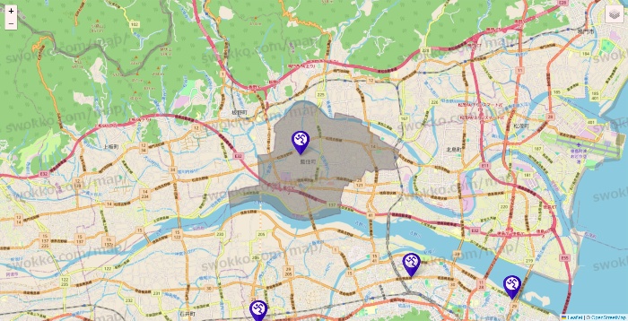 徳島県のエニタイムフィットネスの店舗地図