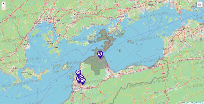愛媛県のエニタイムフィットネスの店舗地図